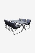 LifestyleGarden - Bord 190 cm & 6 stk. mikado-stole - Grå - Spisegrupp...
