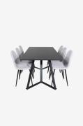 Venture Home - Spisegruppe Marina med 6 spisebordsstole Polar - Sort -...