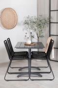 Venture Home - Spisegruppe Dennis med 4 Levis spisebordsstole - Sort -...