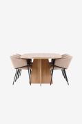Venture Home - Bootcut-spisebord med Evelina-spisebordsstol - Beige - ...