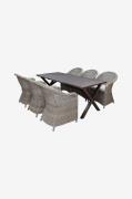 LifestyleGarden - Bord 190 cm & 6 stk. kviksølvstole - Brun - Spisegru...
