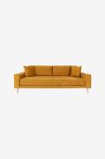 House Nordic - Sofa 3-pers. Lido. Velour med ben i naturfarve - Gul - ...