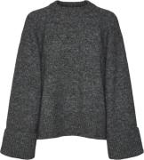 Vero Moda Vmnovah LS Oneck Knit VMA Kvinde Dark Grey Melange Sweaters ...