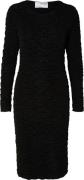 Selected Femme Slflisette LS Oneck Midi Dress EX Kvinde Sort Korte Kjo...