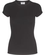 Filippa K Fine Rib Tee Kvinde Black Kortærmede T-shirts Str L - hos Ma...