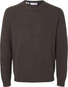 Selected Homme Slhross LS Knit Structure Crew Neck Mand Chocolate Tort...