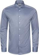 ETON Slim Fit Mid Blue Solid Filo Di Scozia Pique Shirt Mand Blå Langæ...