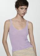 MANGO Lurex Knitted top Kvinde Lt-pastel Purple Toppe Str L - hos Maga...