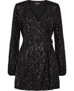 Superdry Sequin Wrap Mini Dress Kvinde Black Angle Sequins Midi Kjoler...