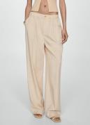 MANGO Lyocell Pleated Pants Kvinde Light Beige Bukser Str L - hos Maga...