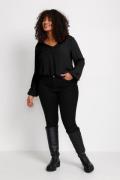 Kaffe Curve Kcami LS Blouse Kvinde Sort Langærmede Bluser Str 46 - hos...