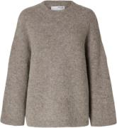 Selected Femme Slfgabella LS Wool Knit Oneck Camp Kvinde Steel Grey Sw...