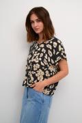 Kaffe Kabeathe Stanley Blouse Kvinde Black/sand Leo Print Kortærmede B...