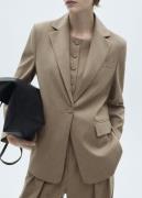 MANGO Wool Suit Blazer Kvinde Brown Blazere Str L - hos Magasin