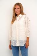 Kaffe Kaloren Lace Shirt Kvinde Chalk Langærmede Skjorter Loose Fit St...