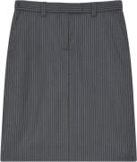 2NDDAY 2ND Lima Pinstripes Kvinde Dark Grey Melange Midi Nederdele Str...