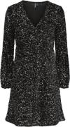 Pieces Pckam LS Wrap Dress BC Kvinde Black/black Sequins Korte Kjoler ...