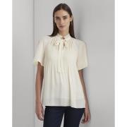 Lauren Ralph Lauren Pleated Georgette Blouse Kvinde Mascarpone Cream K...