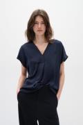 InWear Rindaiw Top Kvinde Blå Kortærmede Bluser Loose Fit Str 32 - hos...