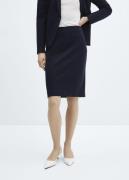 MANGO Pencil Skirt With Romeknit Opening Kvinde Navy Midi Nederdele St...