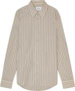 NN07 Quinsy 5322 Mand Khaki Stripe Langærmede Skjorter Str L - hos Mag...