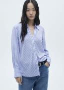 MANGO Striped Flowy Shirt Kvinde Lt-pastel Blue Skjorter Str S - hos M...