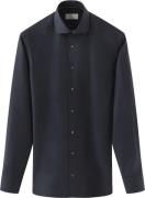 ETON Slim Fit Navy Blue Solid Merino Wool Shirt Mand Blå Langærmede Sk...