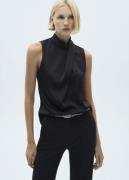 MANGO Blouse. - Drapysin Kvinde Black Toppe Slim Fit Str M - hos Magas...