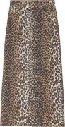 Ganni Print Denim Maxi Slit Skirt Kvinde Leopard Maxi Nederdele Str 40...