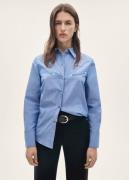 MANGO Cotton Shirt With Stud Detail Kvinde Medium Blue Skjorter Str S ...