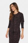 Saint Tropez Zhilasz Rneck Cardigan Kvinde Chocolate Brown Leopard Car...