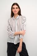 Kaffe Kabeathe Shirt Kvinde Chalk/black Stripe Langærmede Skjorter Str...