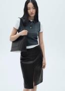 MANGO Fauxleather Pencil Skirt Kvinde Black Midi Nederdele Str 42 - Læ...