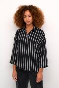 Kaffe Kabeathe Shirt Kvinde Black/chalk Stripe Langærmede Skjorter Str...