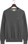 Gant Cotton Pique Cneck Mand Dark Grey Melange Sweaters Str L - hos Ma...