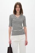 InWear Dagnaiw Striped V Tshirt Kvinde Black / Whisper White Kortærmed...