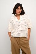 Kaffe Kajolie Polo Knit Pullover Kvinde Chalk Kortærmede Bluser Str L ...