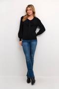 Cream Crvillea Knit Pullover Kvinde Pitch Black Sweaters Str S - hos M...