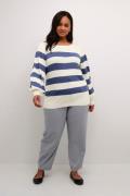 Kaffe Curve Kcmalia Striped Pullover Kvinde Turtle Dove / Blue Bold St...