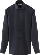 ETON Contemporary Fit Navy Blue Solid Merino Wool Shirt Mand Blå Langæ...