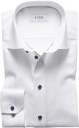 ETON White Twill Shirt Dark Blue Details Slim Fit Mand Hvid Langærmede...