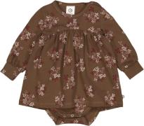 Müsli by Green Cotton Flora l/s Dress Body Str 92 - Bark/ Cabernet/ Ni...