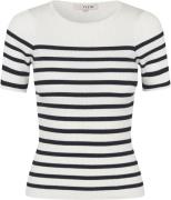 A-VIEW Rib Stripe Short Sleeve top Kvinde White/navy Kortærmede T-shir...