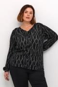 Kaffe Curve Kcami LS Blouse Printed Kvinde Black/grey Graphic Simili L...