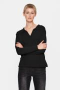 Saint Tropez Milasz Polo Pullover Kvinde Black Langærmede Bluser Str X...