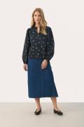 Part Two Eimypw BL Kvinde Dark Navy Bouquet Print Langærmede Bluser St...