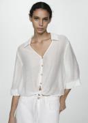 MANGO Flaredsleeve Blouse With bow Kvinde Natural White Langærmede Blu...