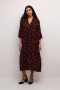 Kaffe Kaamber Long Layer Dress Printed Kvinde Black_Red Flower Print M...