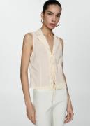 MANGO Sleeveless Blouse With Bows Kvinde Light Beige Kortærmede Bluser...