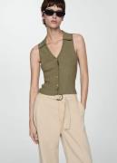 MANGO Buttoned Knit top Kvinde Beige - Khaki Tanktoppe Str L - hos Mag...